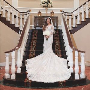 Custom Fit & Flare Designer Wedding Dress Gown Ivory & Nude